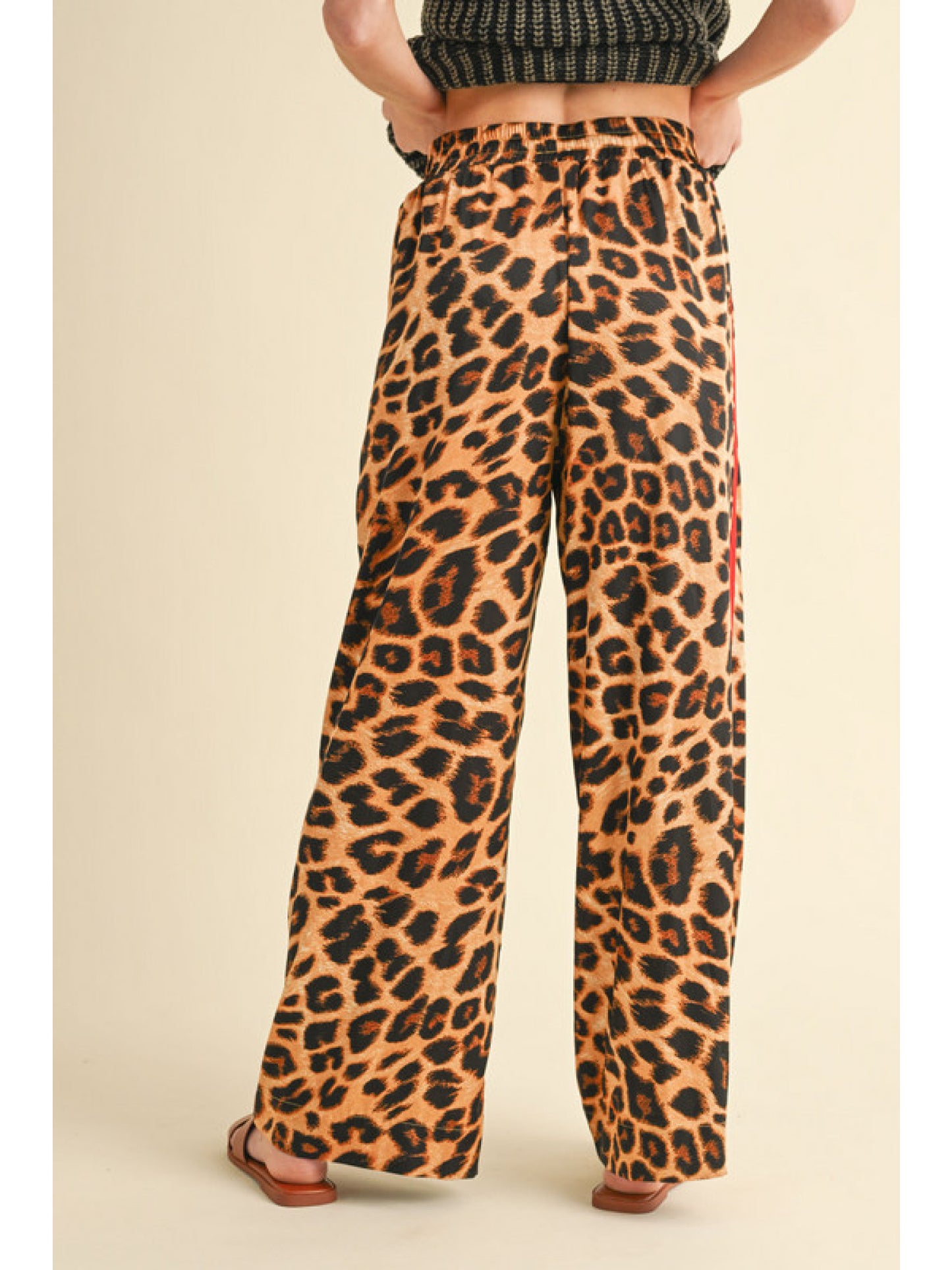 True Red Stripe Leopard Pants