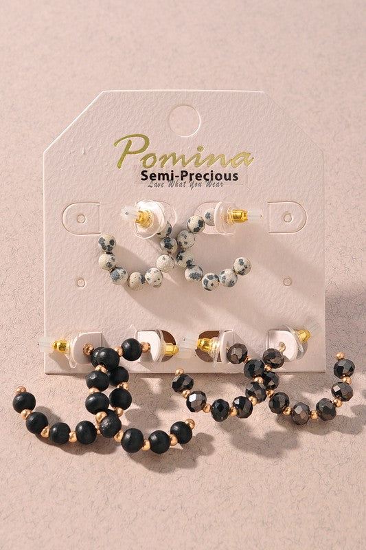 Crystal Bead Hoop Earring Set