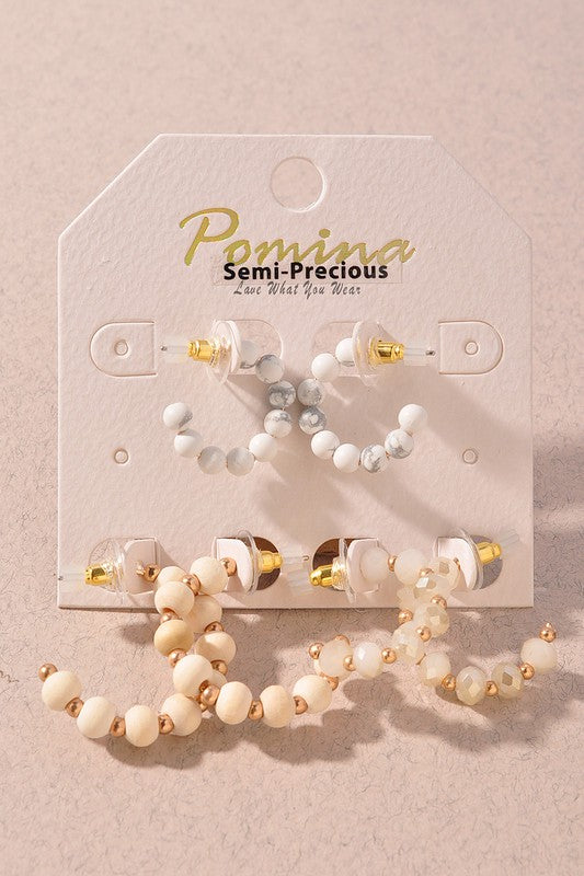 Crystal Bead Hoop Earring Set
