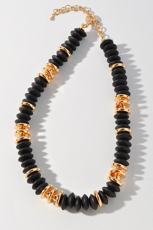 Gold Wood Bead Mix Necklace
