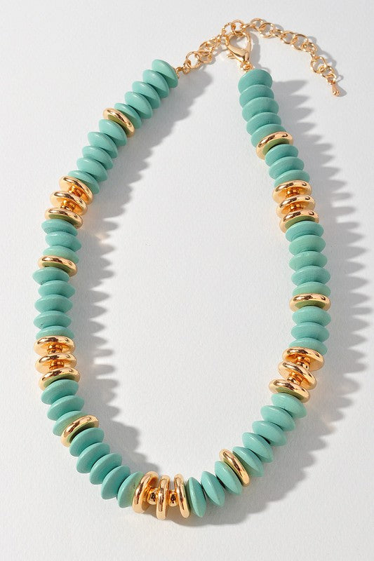 Gold Wood Bead Mix Necklace