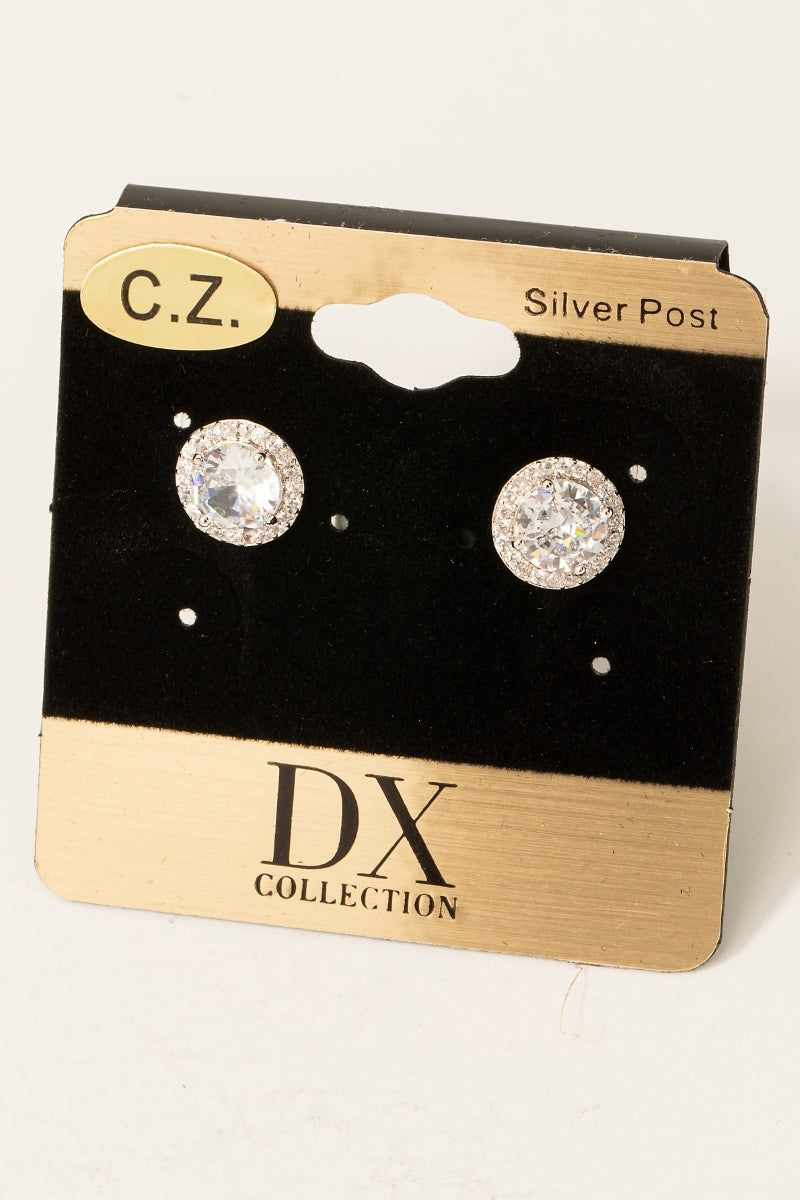 Gold Dipped CZ Halo Stud Earrings