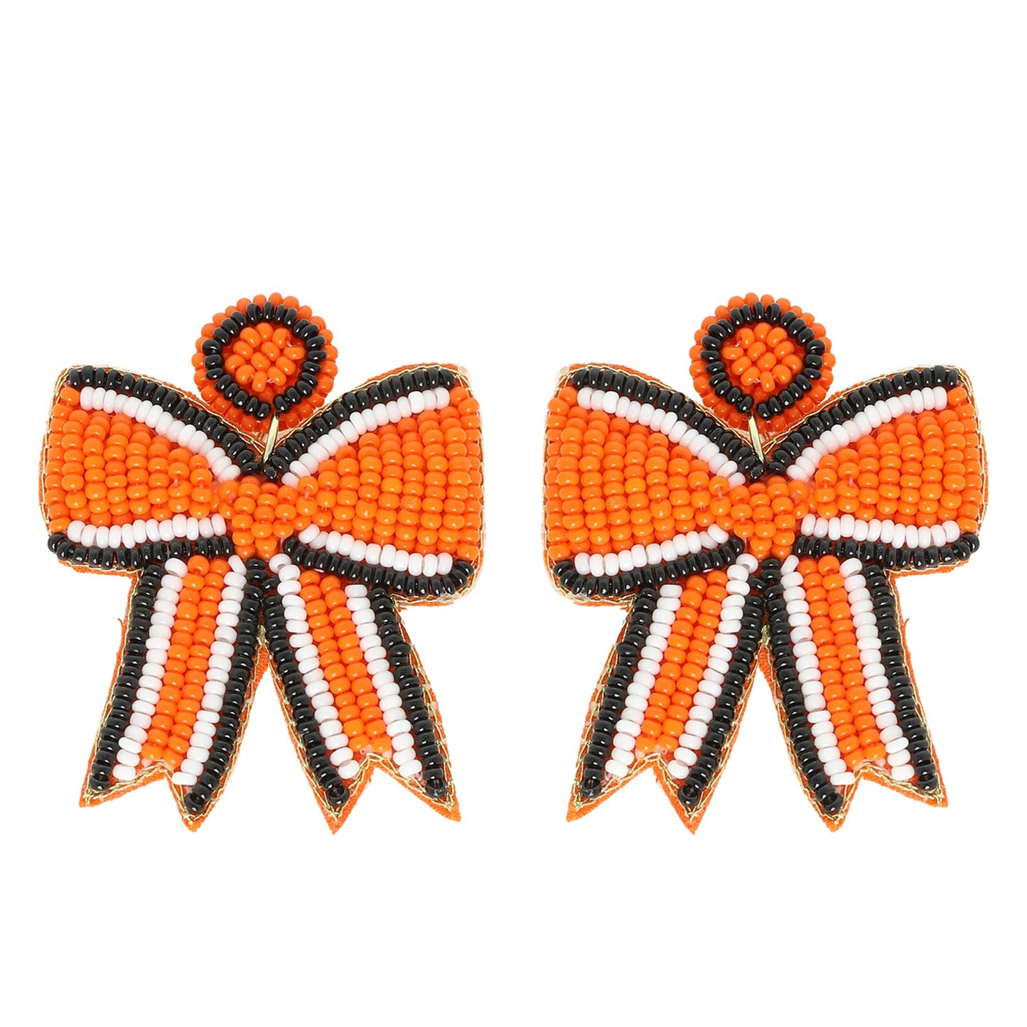 Striped Bow Seed Bead Earrings