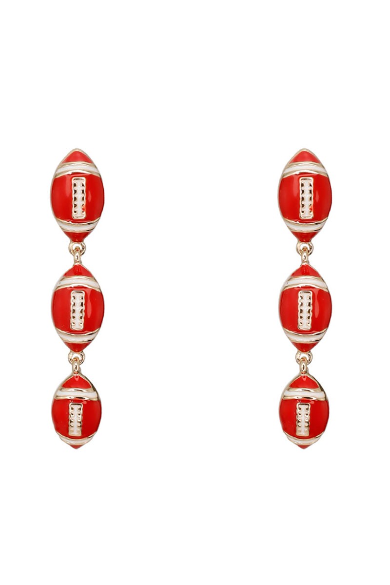 Triple Dangle Football Earrings