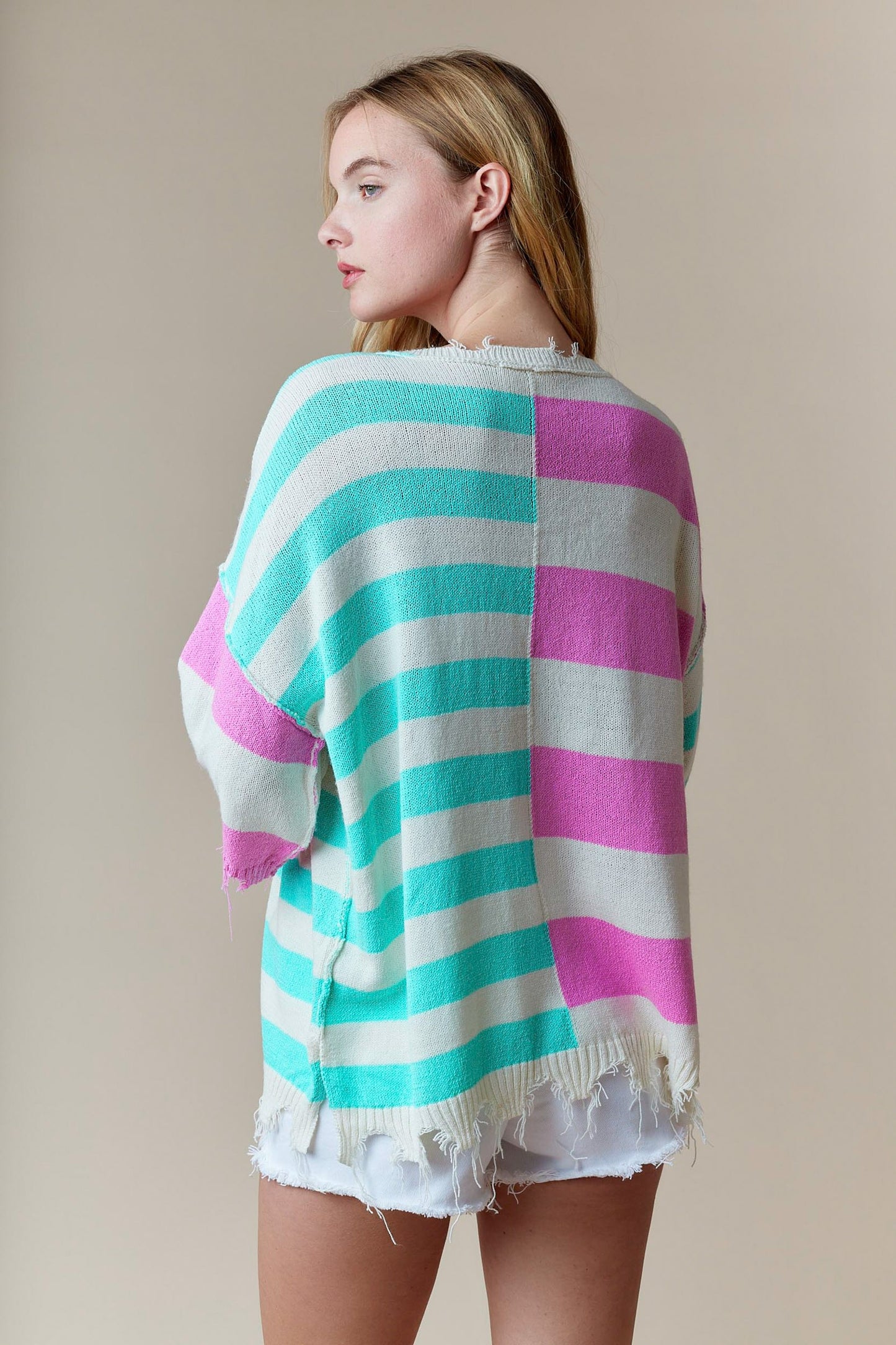 Bold Edgy Stripe Knit Sweater