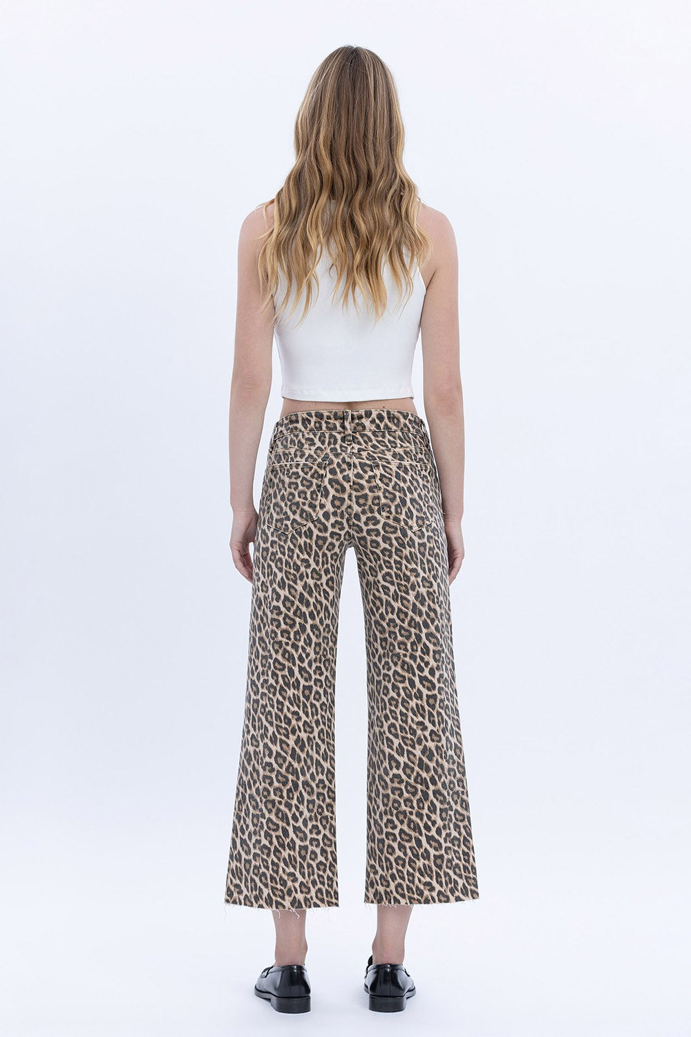 High Rise Leopard Print Crop Denim/Lovervet