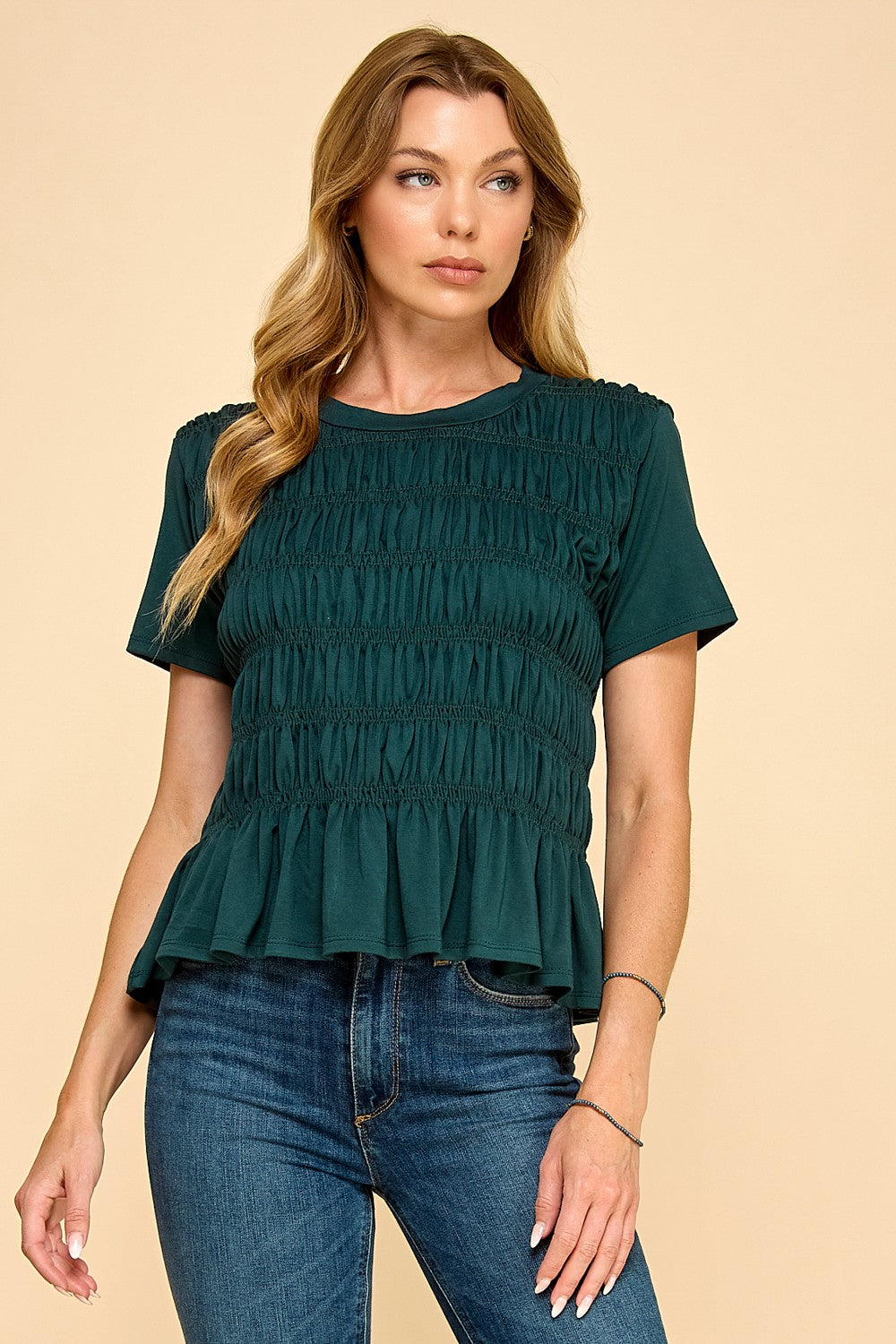 Skye Smocked Short Sleeve Top