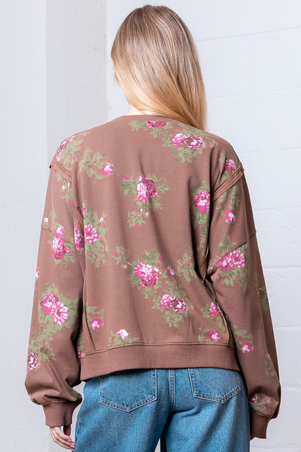 Floral Essence Chestnut Long Sleeve Top