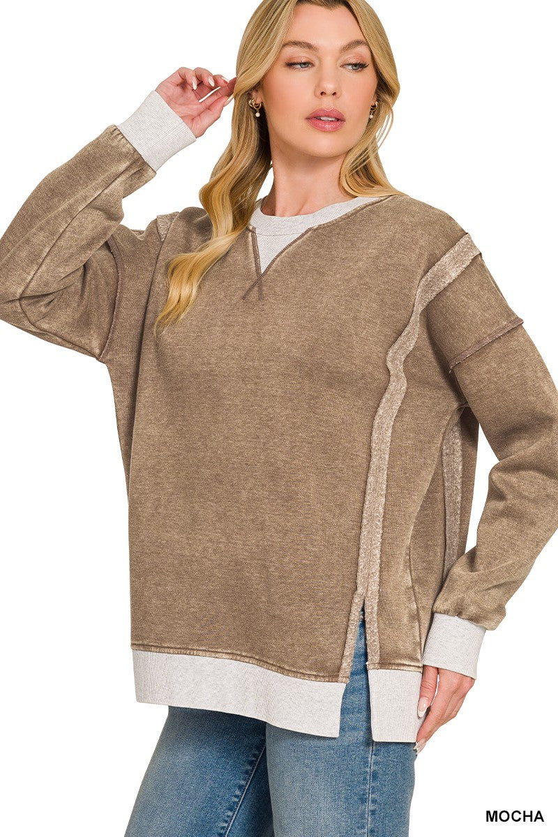 Zenana Two Tone Crewneck Top