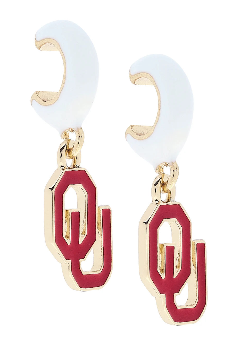 Oklahoma Sooners Enamel Logo Huggie Hoop Earrings