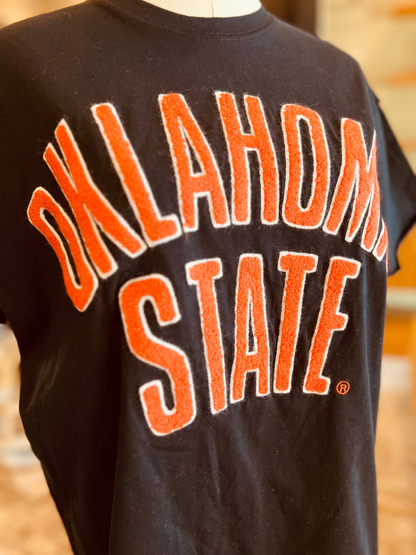 BB Oklahoma State Chenille Black Stadium Oversized Tee