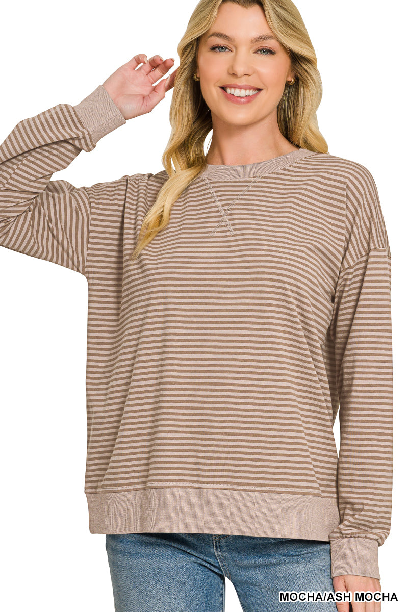 Zenana Striped Lightweight Pullover