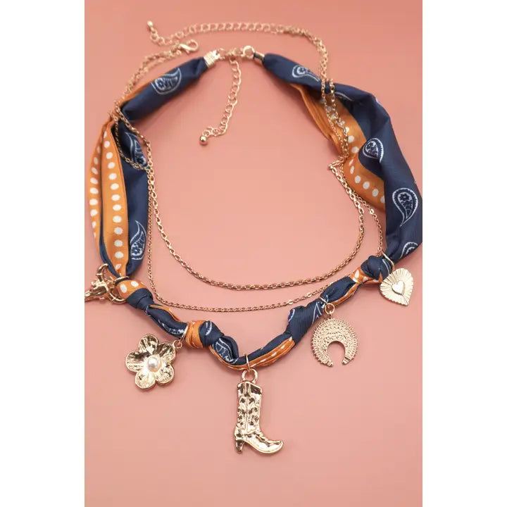 Western Scarf Charm Necklace