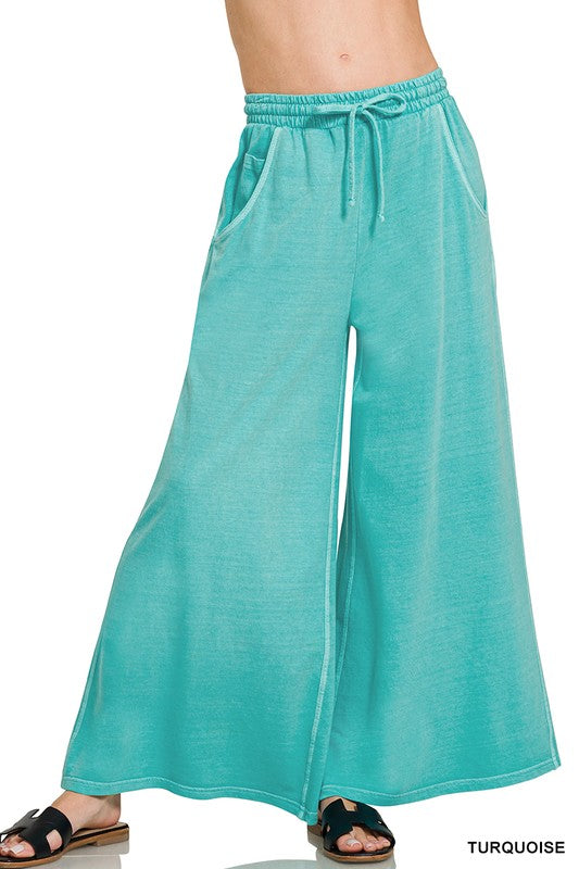 Zenana French Terry Enzyme Washed Pants