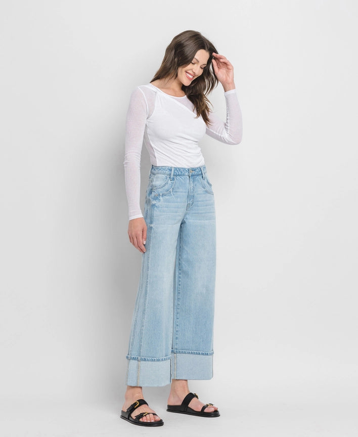 Super High Rise Cuffed Wide Denim by Vervet/Flying Monkey