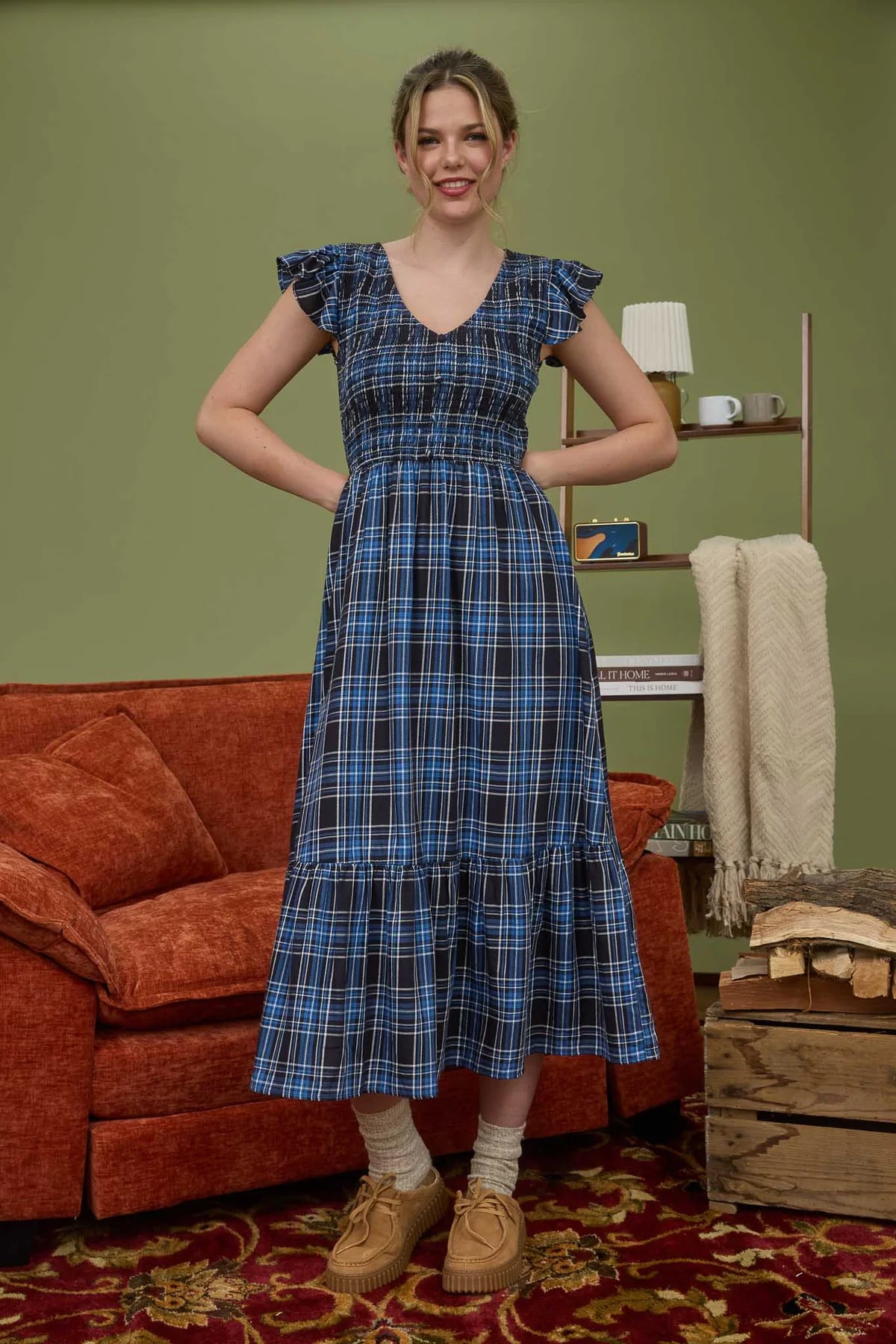 Put Your Plaid On Midi Dress