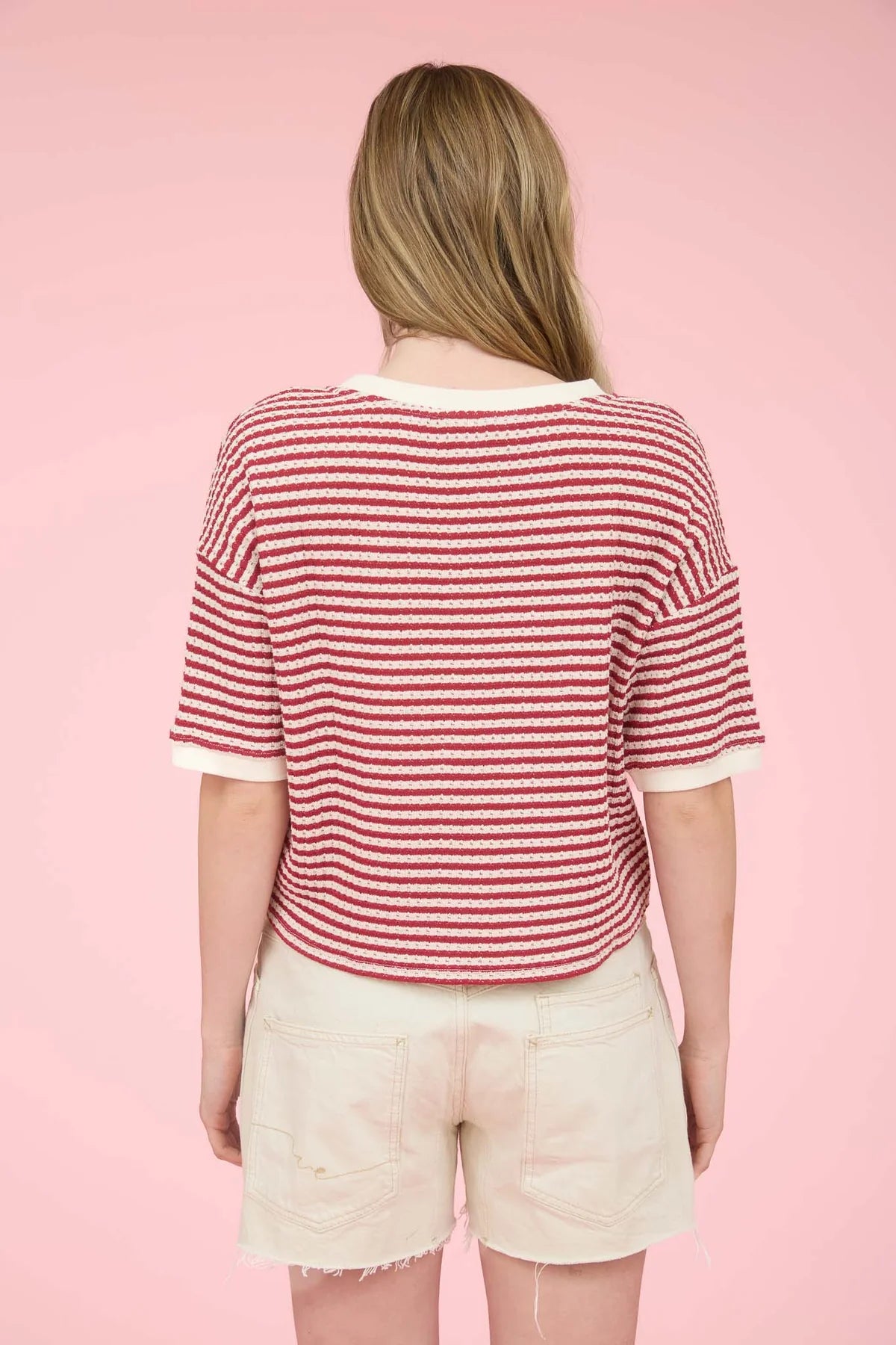 Stripe Button Down Short Sleeve Top