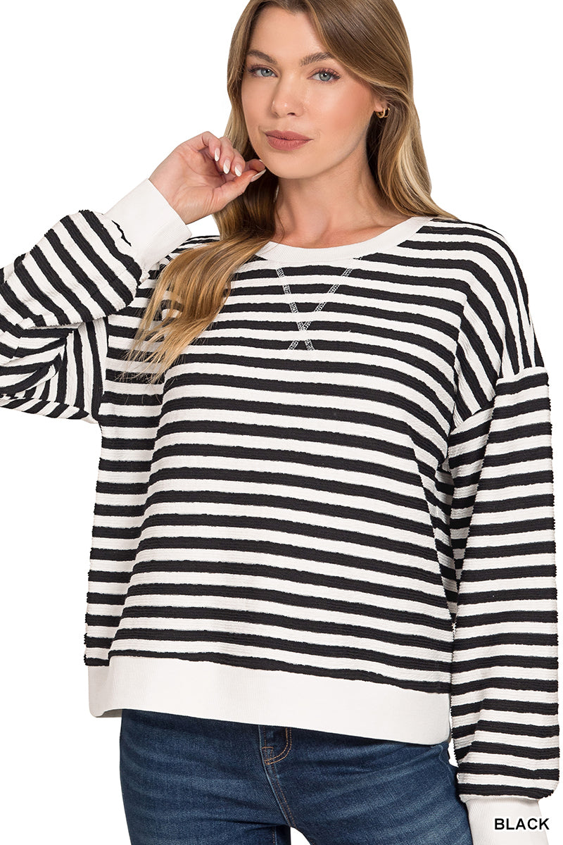 Zenana Striped Pullover Top