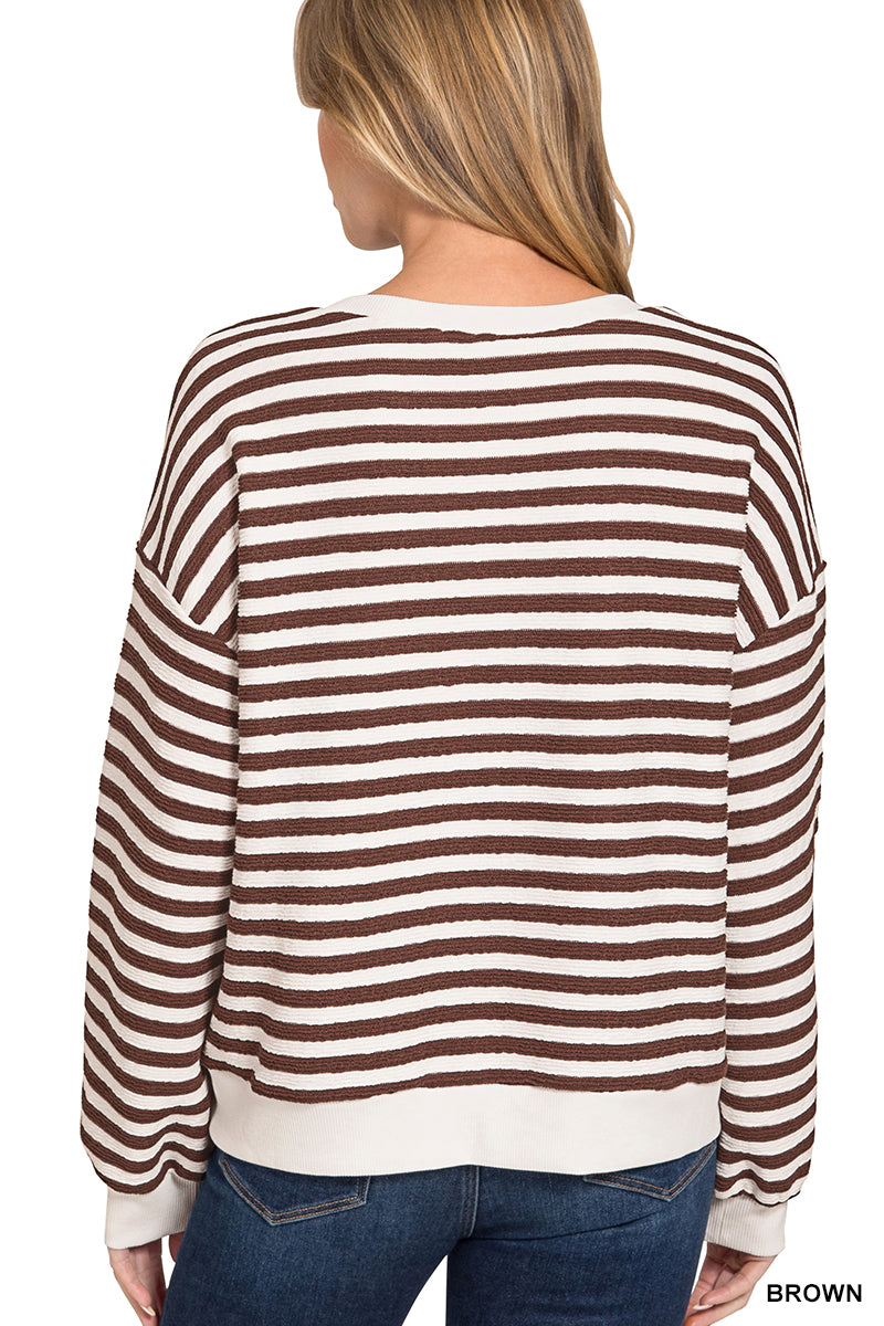 Zenana Striped Pullover Top