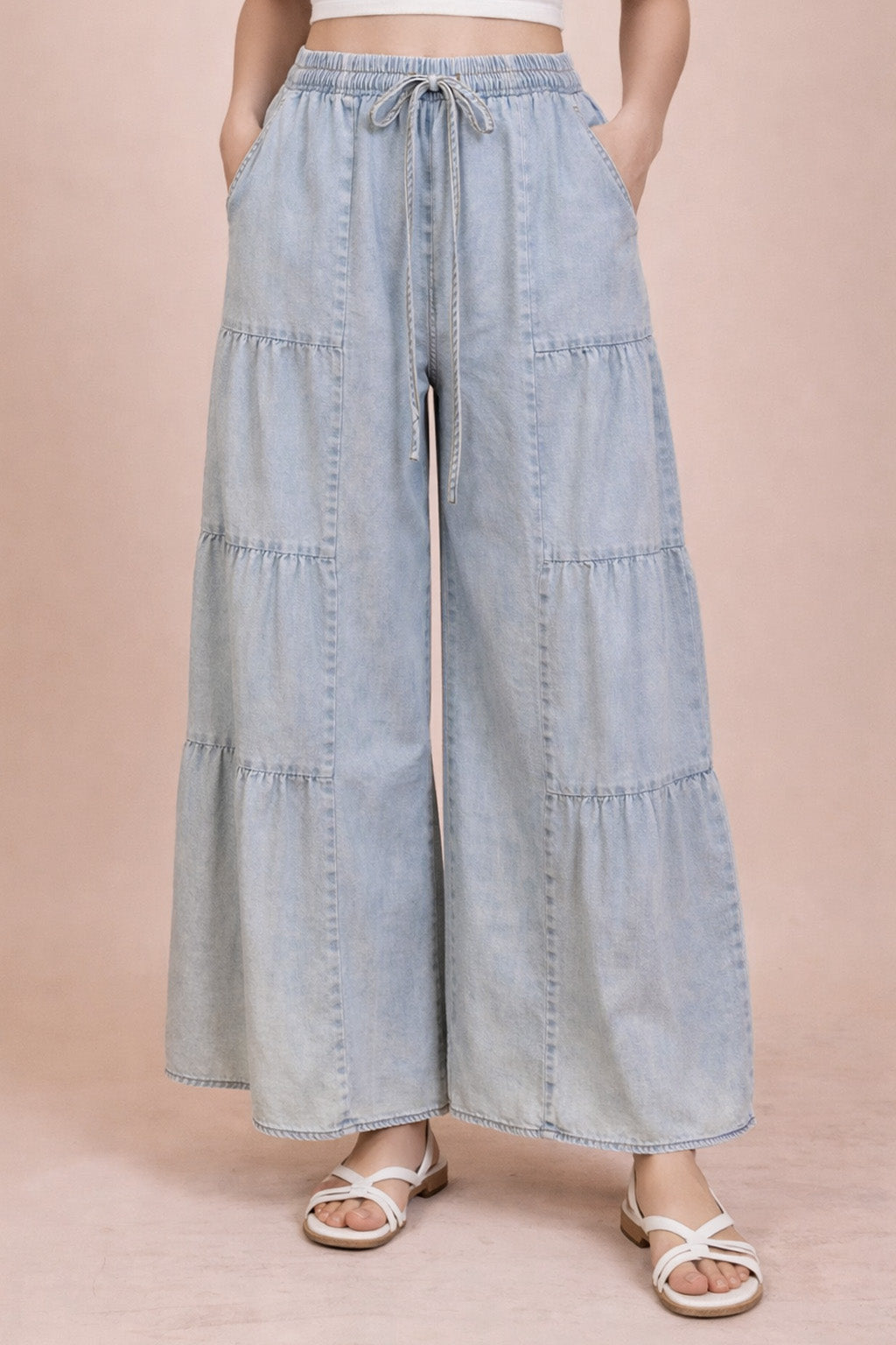 Tiered Mineral Washed Chambray Denim