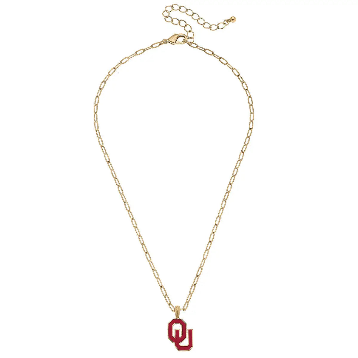 Oklahoma Sooners Enamel Pendant Necklace in Crimson by Canvas Style