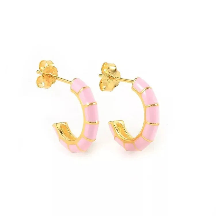 Dainty Enamel Hoop Earrings