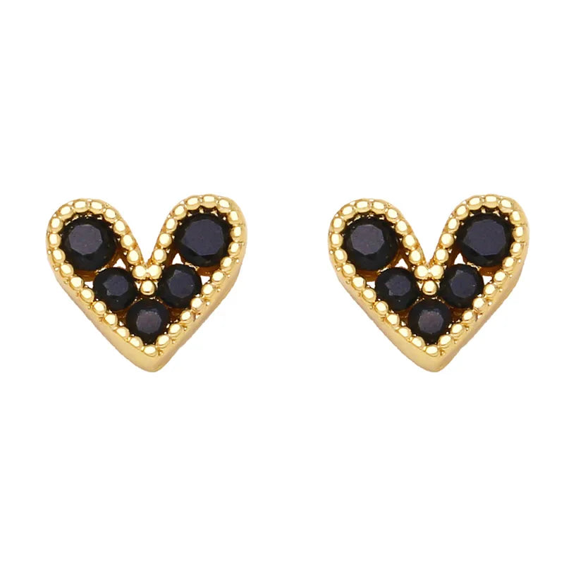 Gold Skinny Heart Stud Earrings