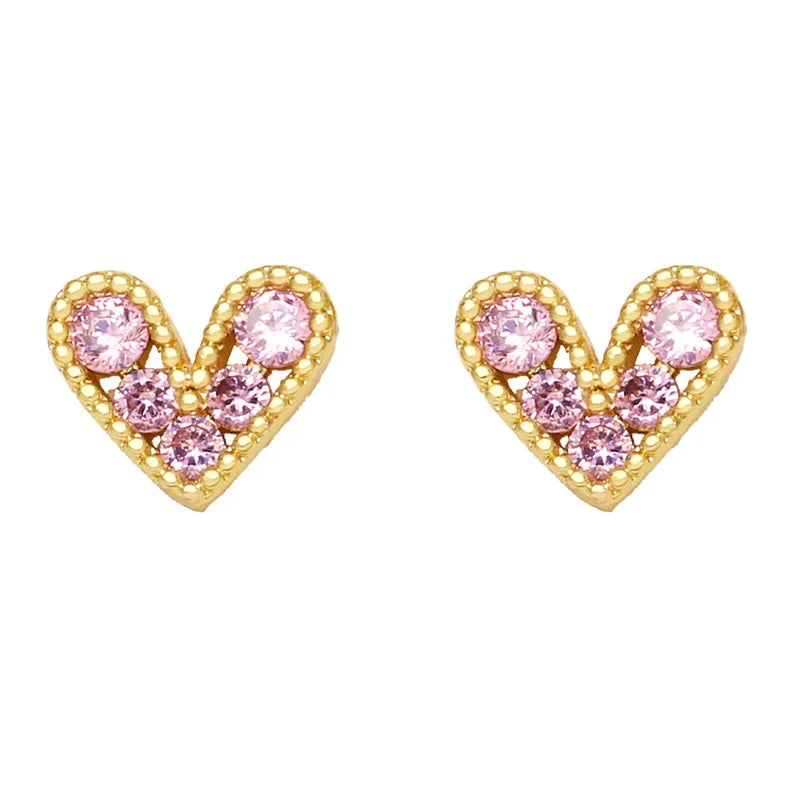 Gold Skinny Heart Stud Earrings