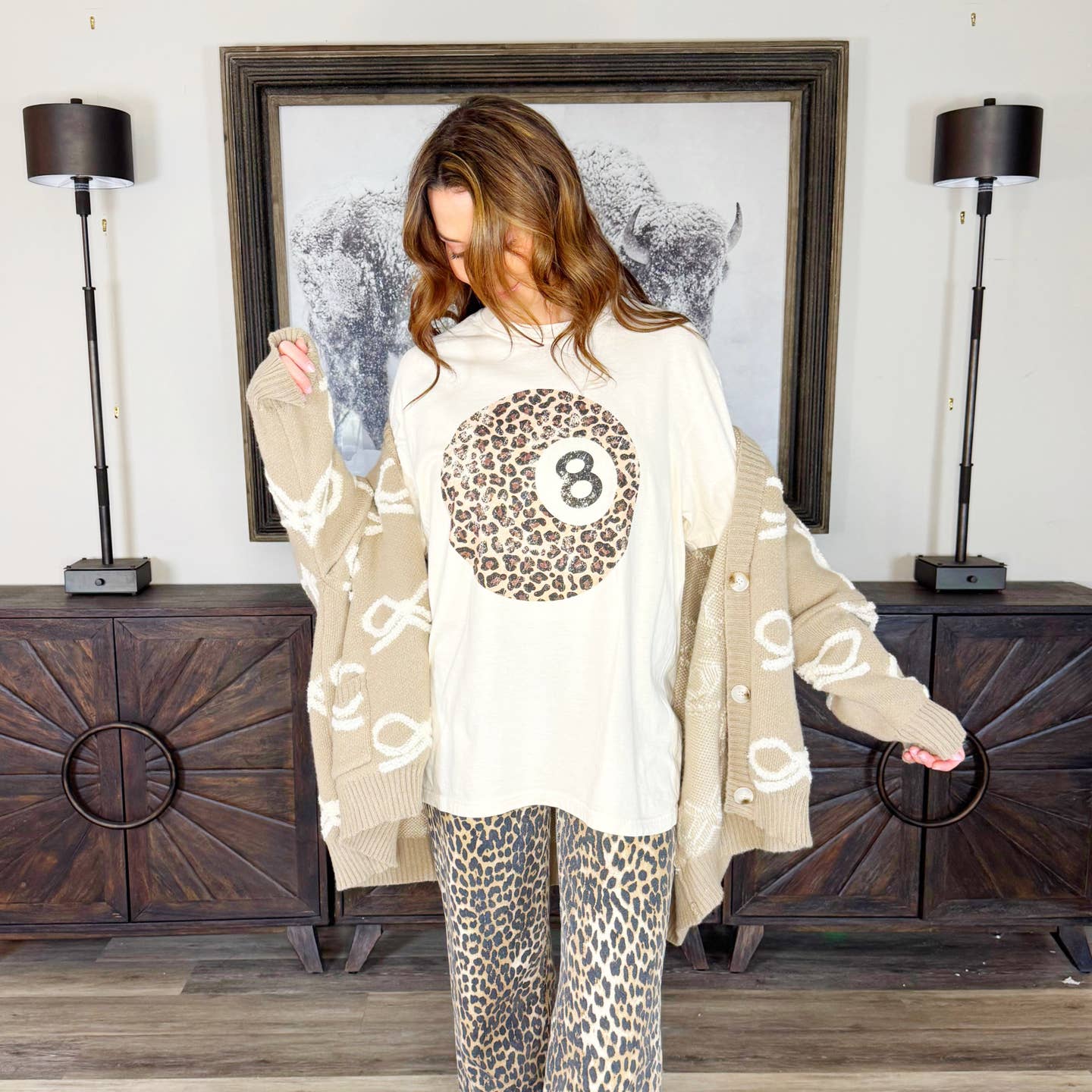 Leopard 8 Ball Graphic Tee
