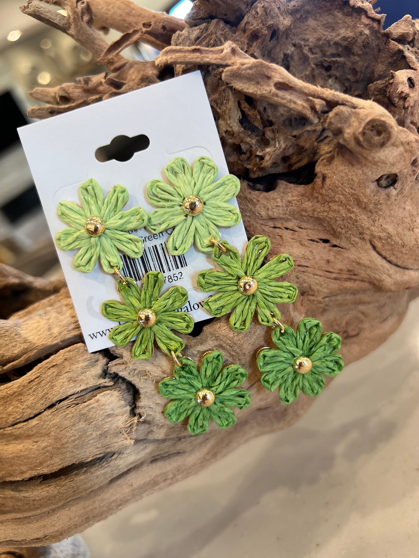 Raffia Triple Flower Earrings