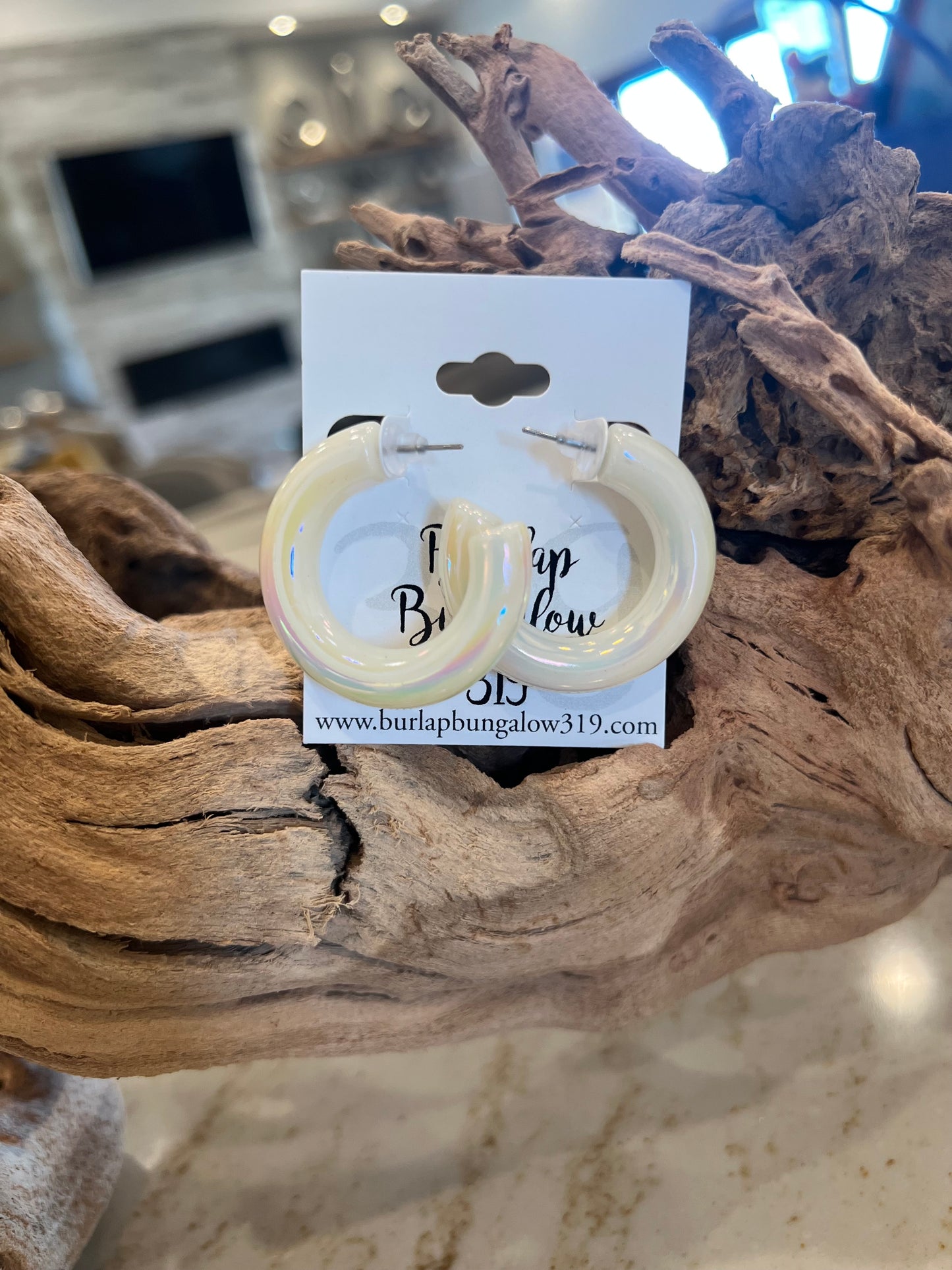 Glimmer Iridescent Hoop Earrings