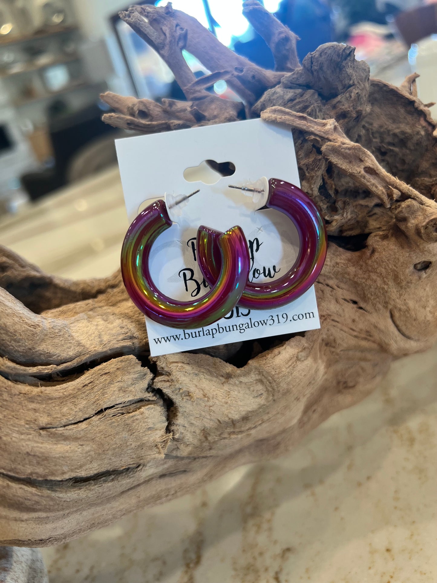 Glimmer Iridescent Hoop Earrings