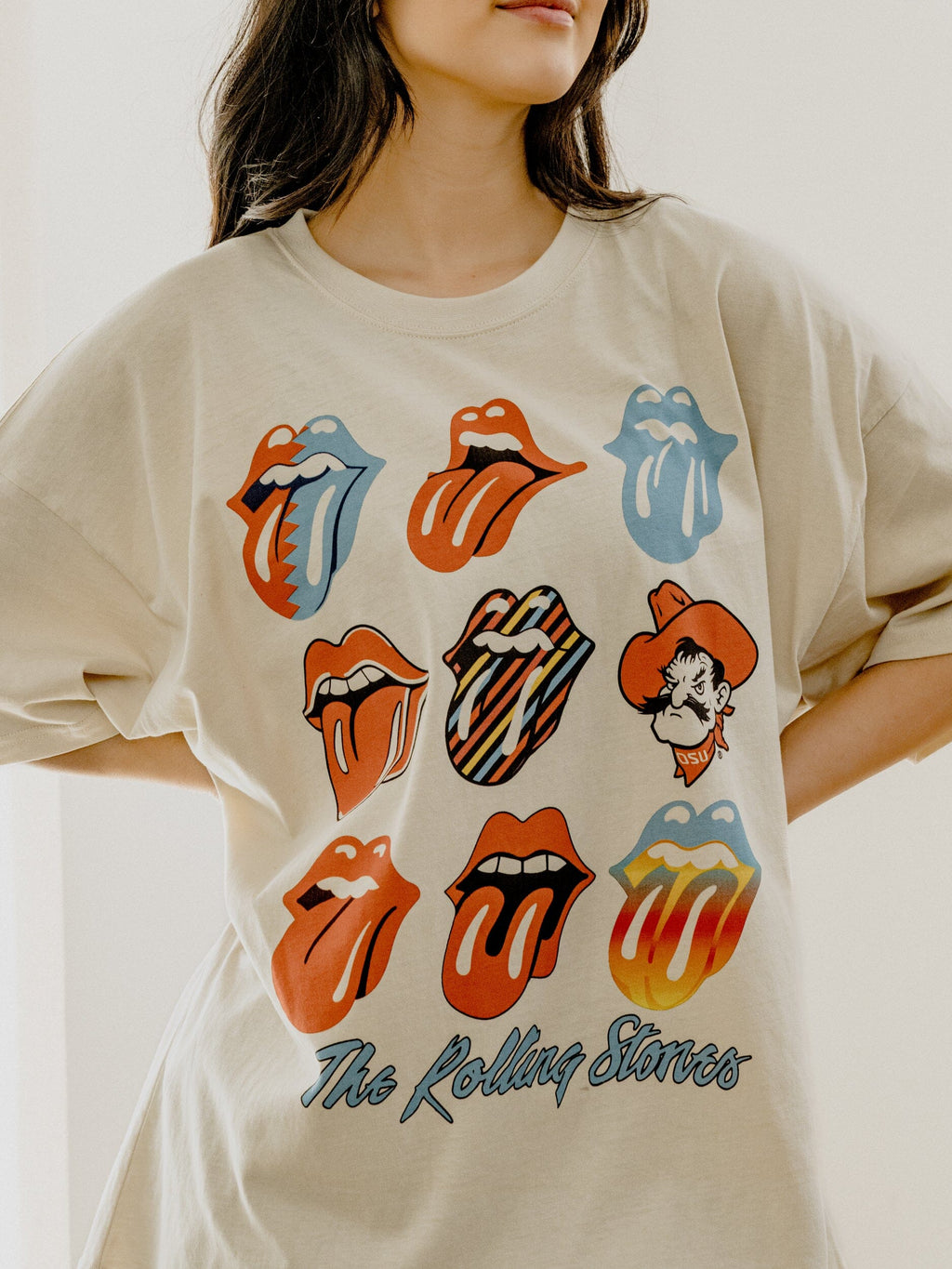 Rolling Stones OSU Cowboys Licks Over Time Off White One Size Graphic Tee by LivyLu