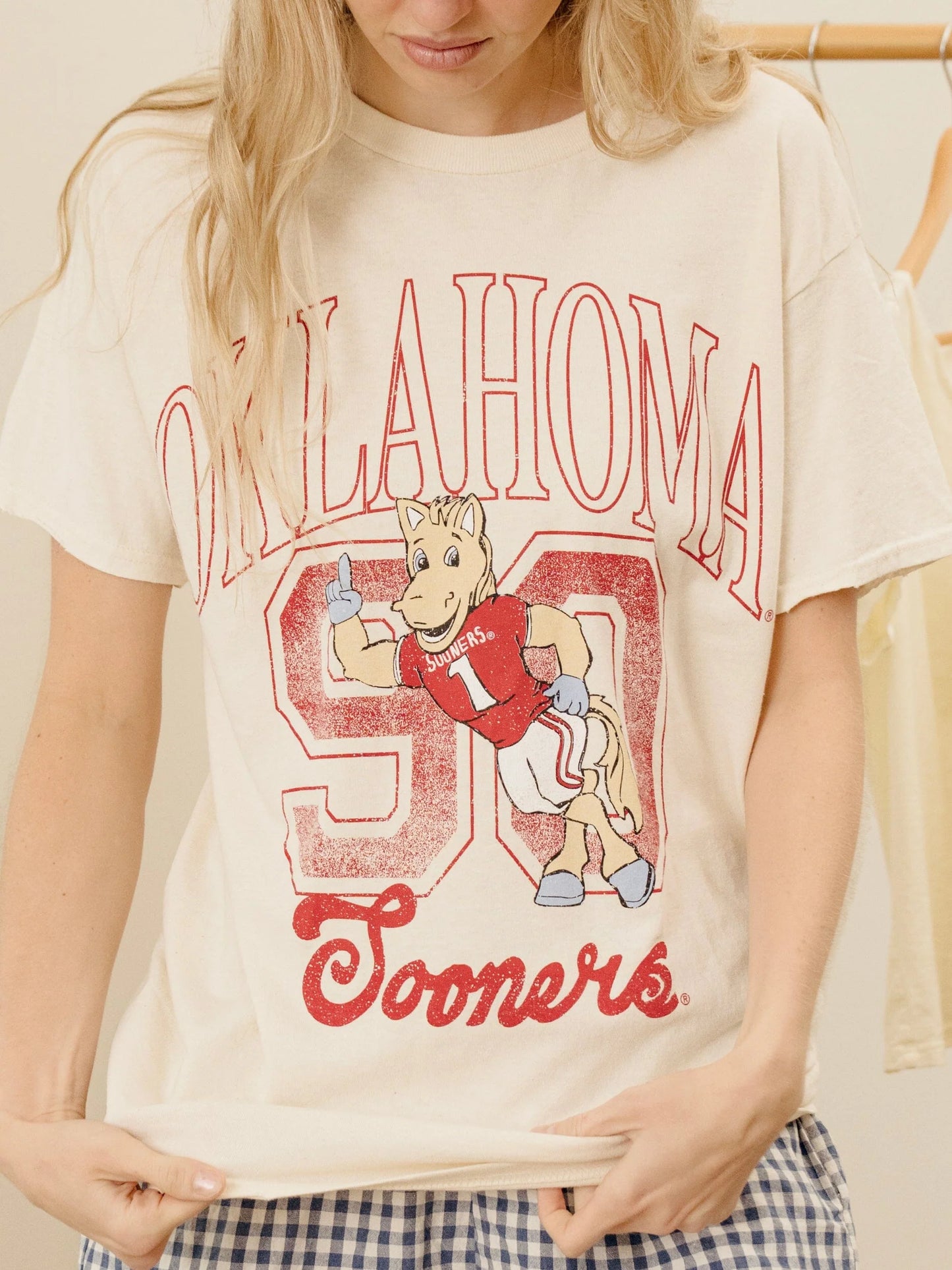 OU Sooners Club Mascot Off White Thrifted Graphic Tee by LivyLu