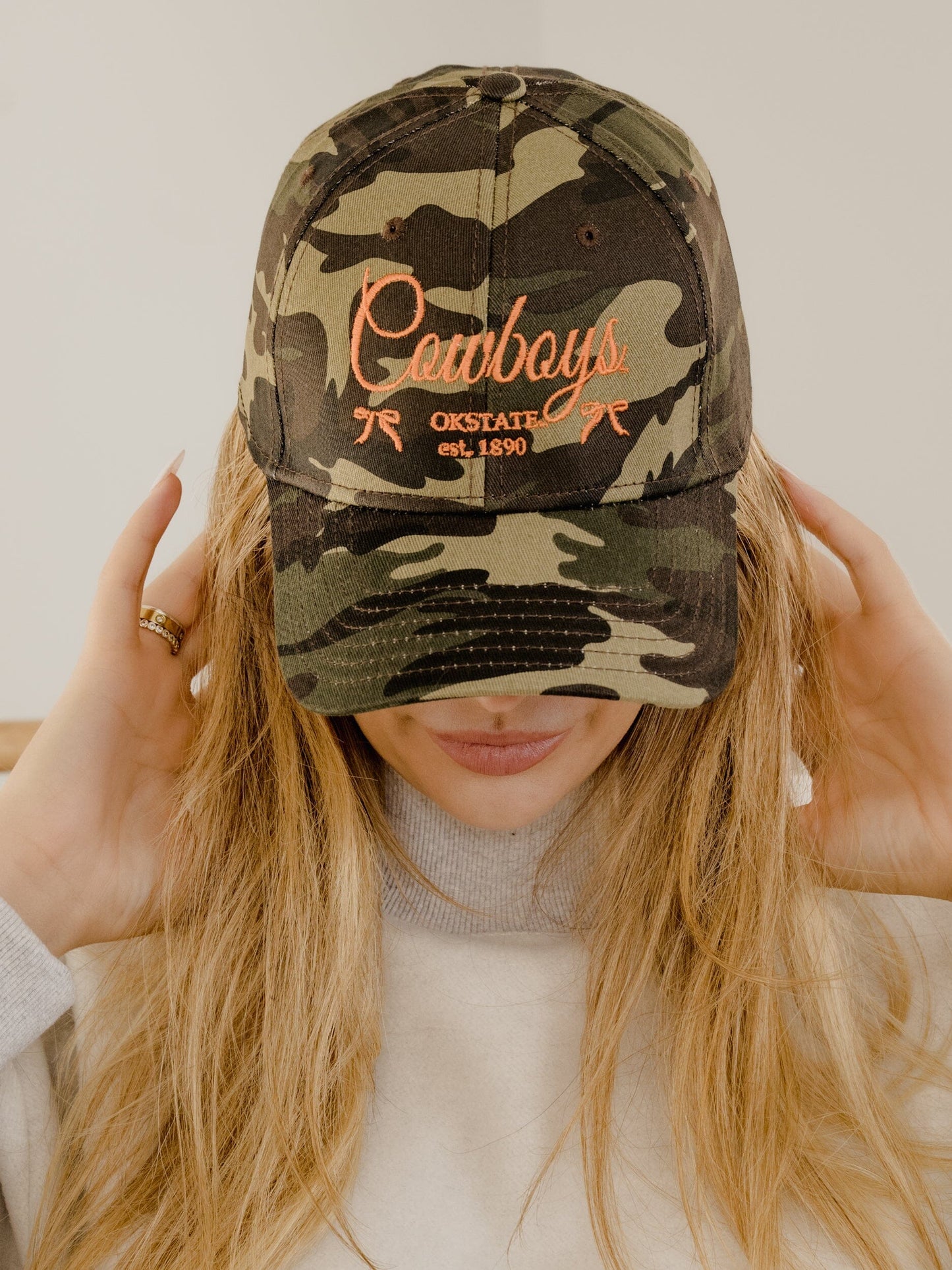 OSU Cowboys Established Date Bows Camo Trucker Hat by LivyLu