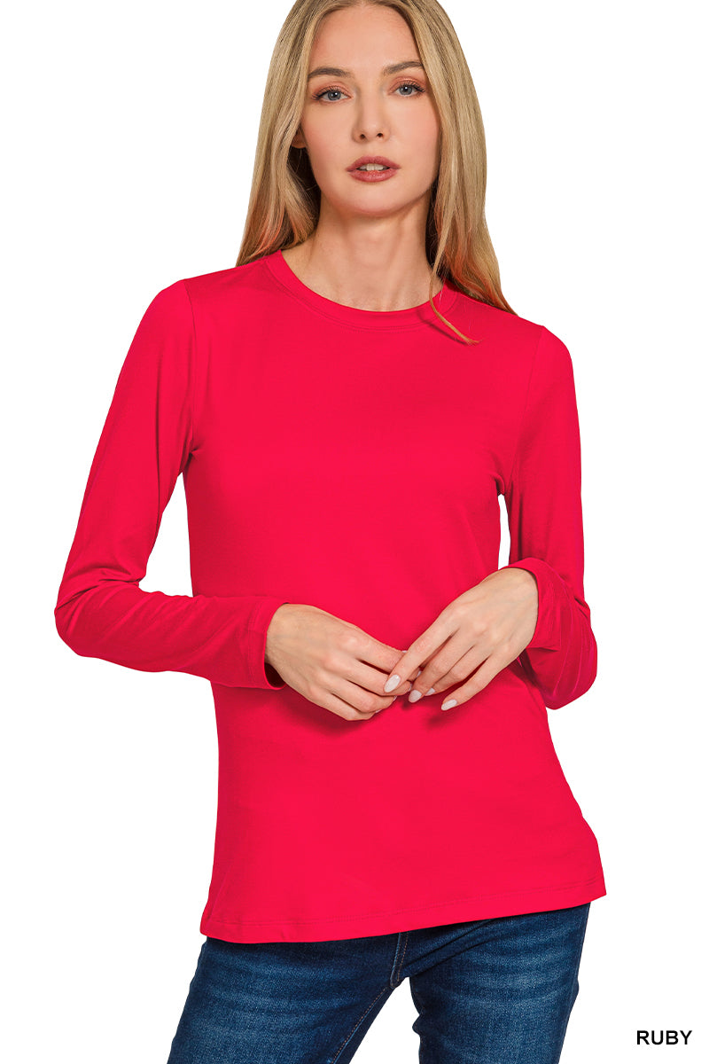 Zenana Brushed Microfiber Long Sleeve Top