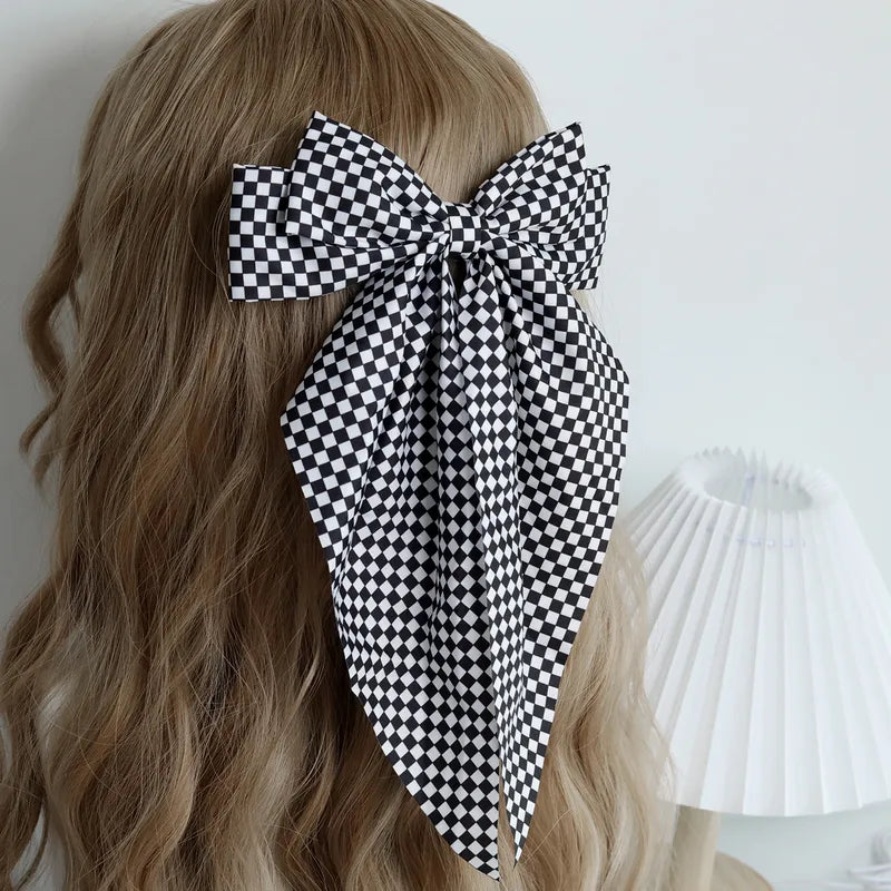 Black/White Checkered Hair Bows