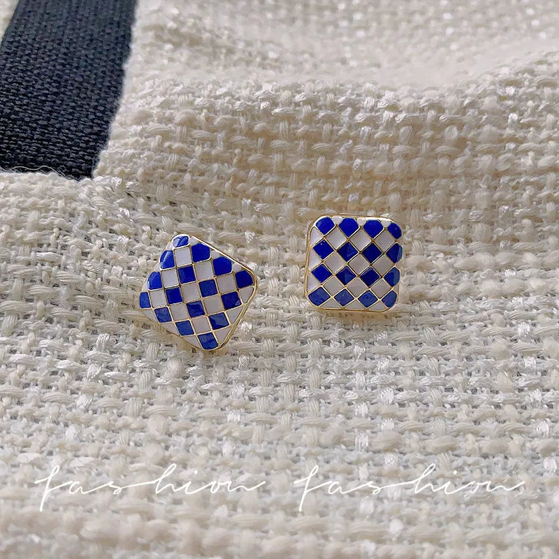 Blue Square Earrings