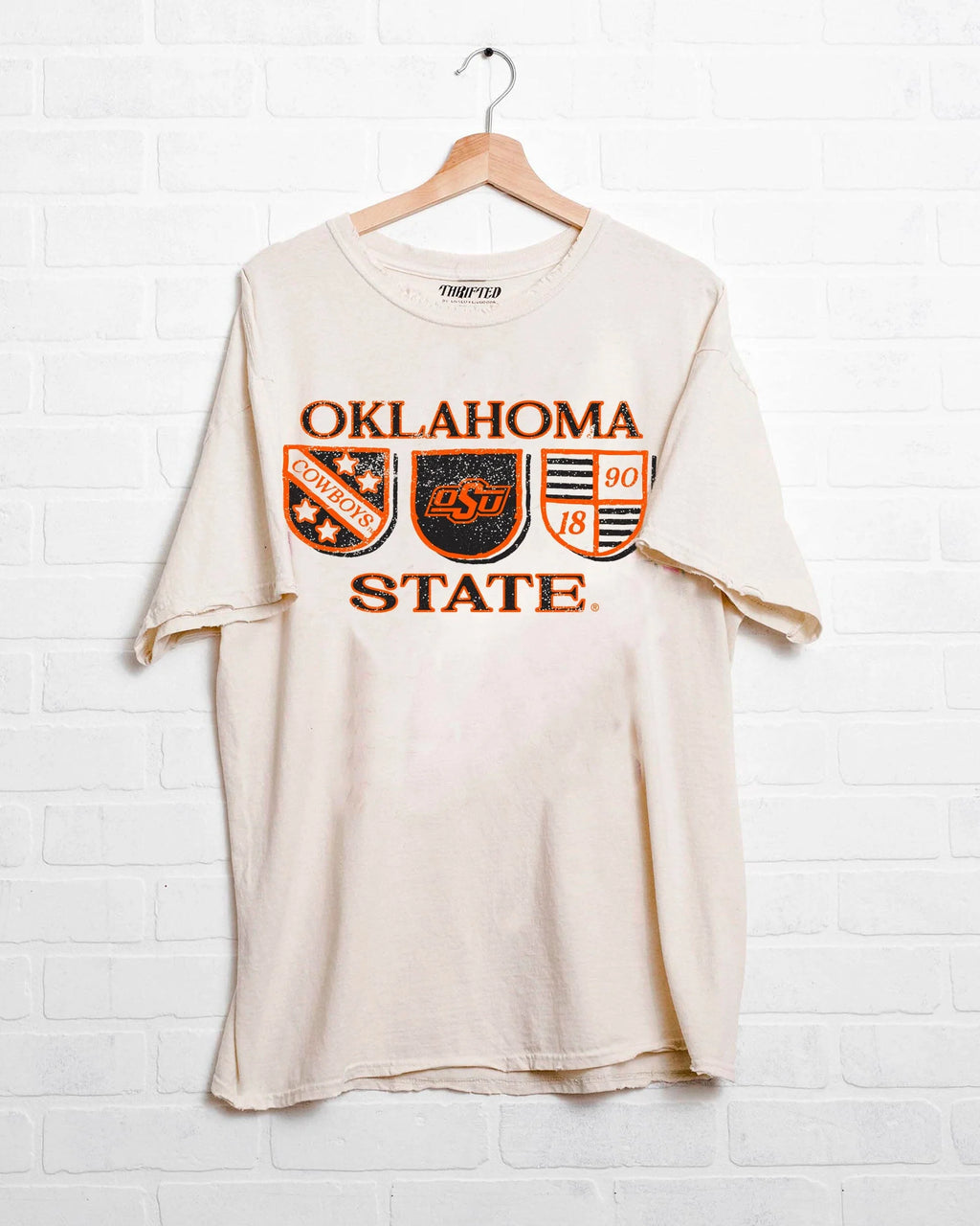 OSU Cowboys Shield Row Off White Thrifted Graphic Tee