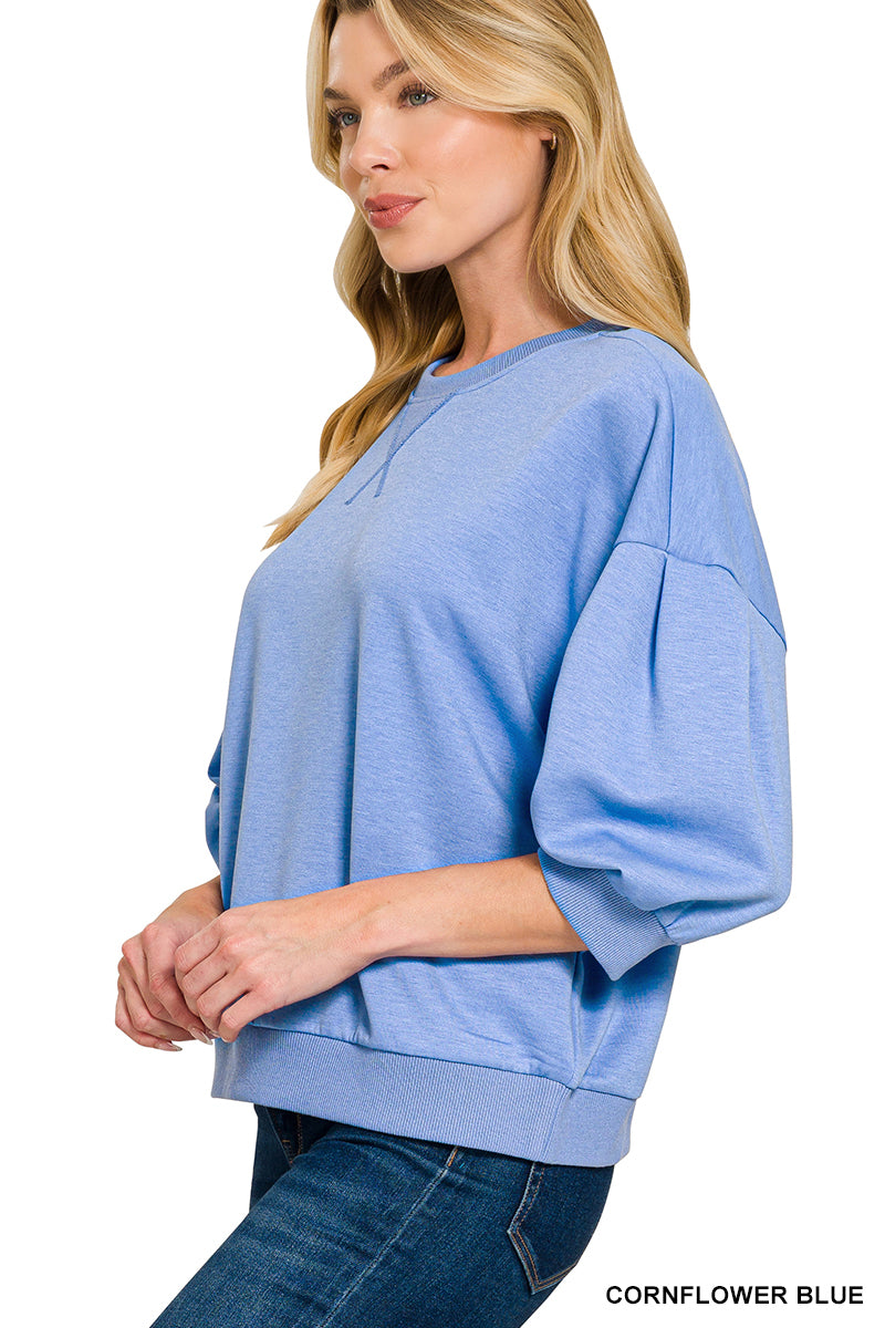 Zenana Scuba Dolman Sleeve Pullover Top