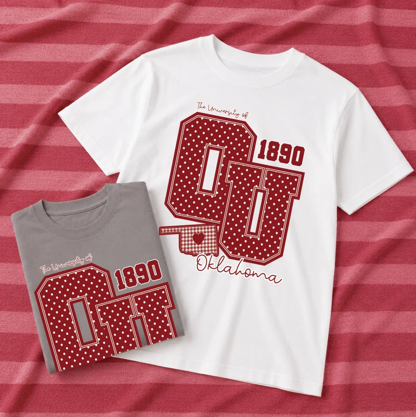 CJ Big OU Polkadot & Gingham Graphic Tee