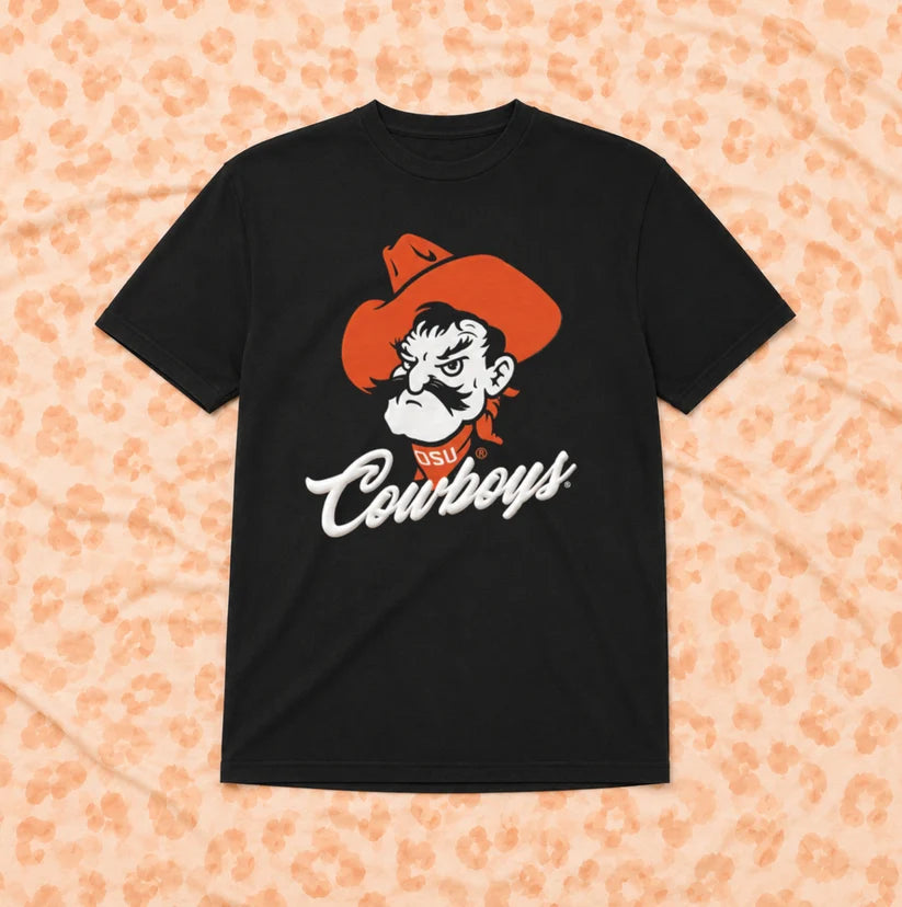CJ Pistol Pete Cowboys Script Puff Print Graphic Tee