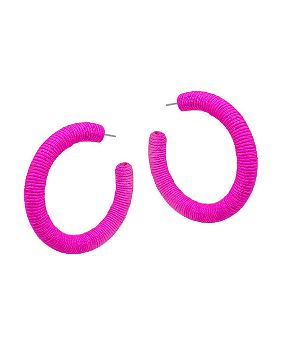 Thread Wrapped Round Hoop Earrings
