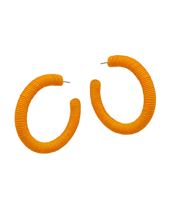 Thread Wrapped Round Hoop Earrings
