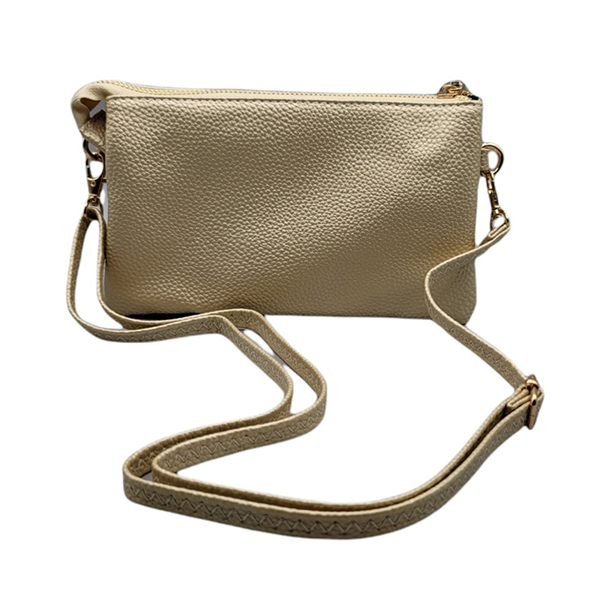 Solid Pleather Crossbody Wristlet