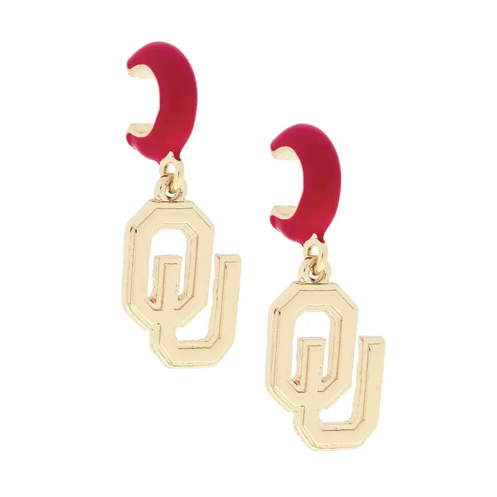 Oklahoma Sooners Logo Huggie Hoop Earrings