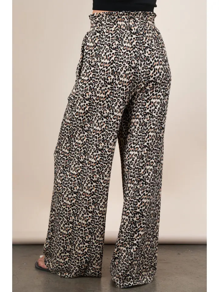 Leopard Print Pleated Pants