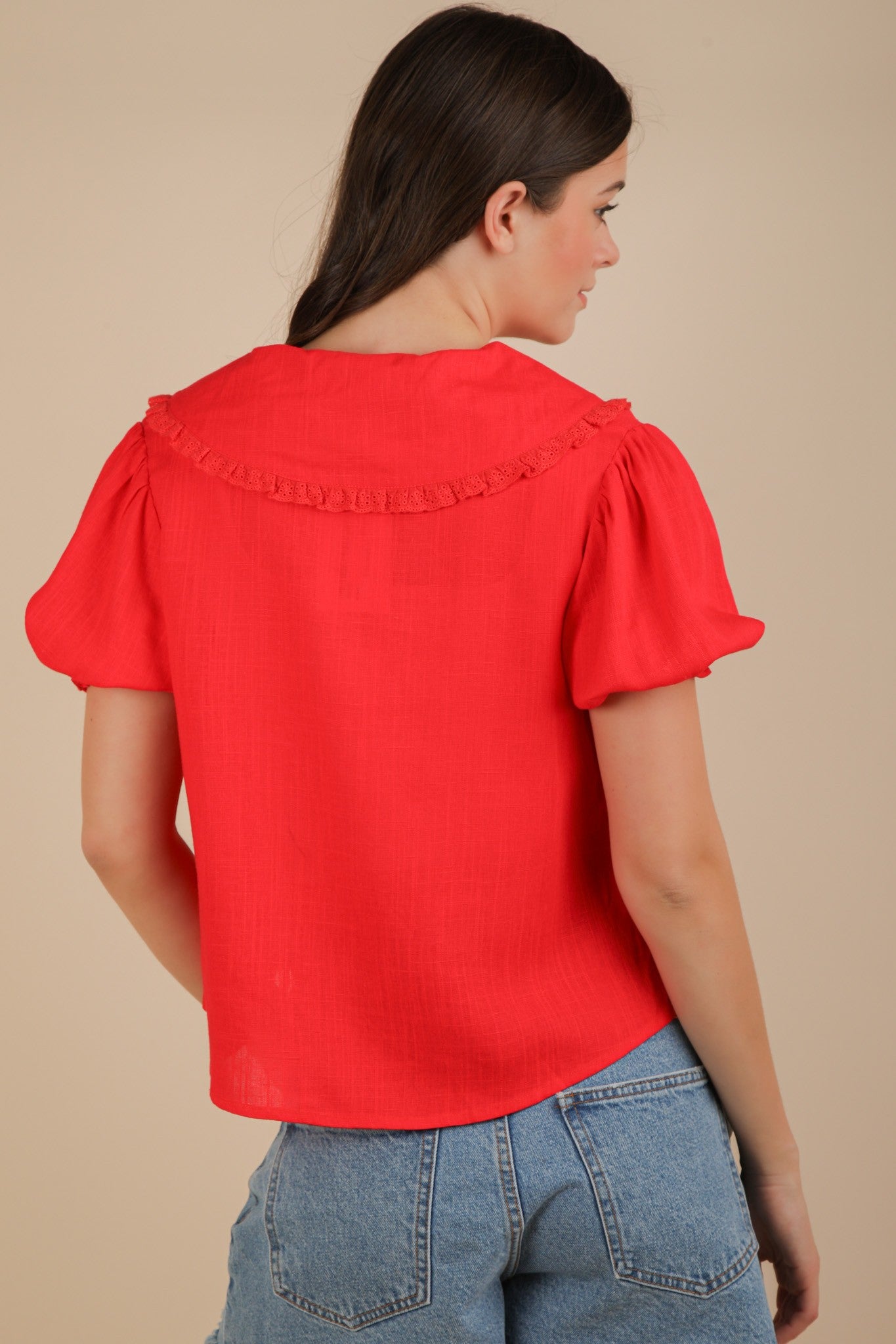 Sienna Tie Lace Collared Short Sleeve Top