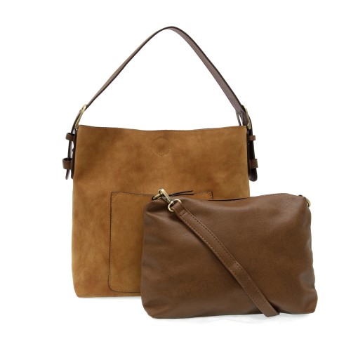 Toffee Hobo Coffee Handle Rich Faux Suede Handbag by Joy Susan
