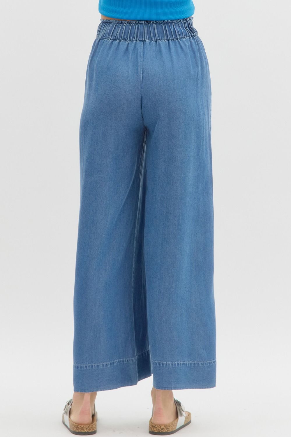 Entro High Waist Pintuck Denim Pants